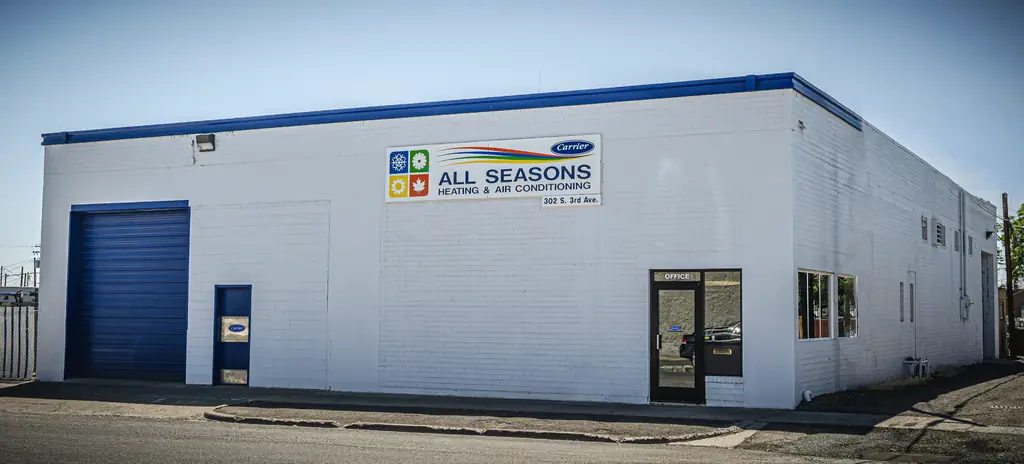The All Seasons Heating & Air Conditioning shop and office at 302 S. 3rd Ave, Yakima